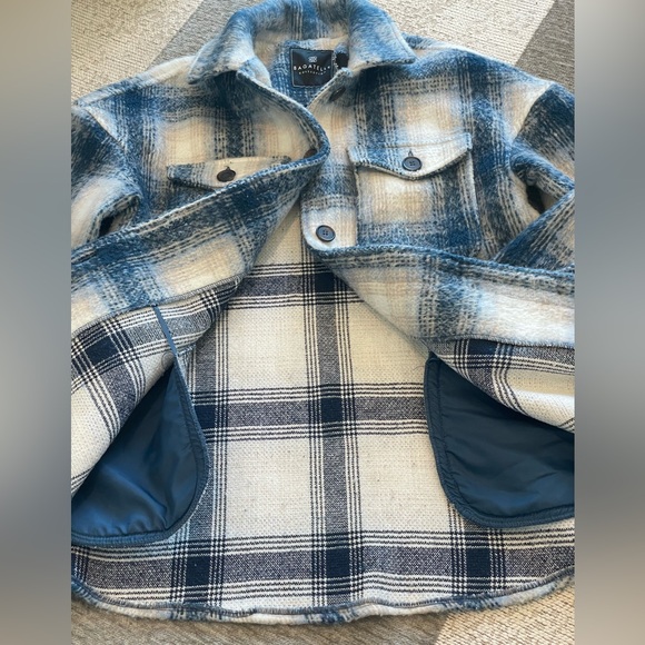 BAGATELLE Collection Plaid Brushed Shacket Womens Small Oversized Fuzzy Blue - Picture 7 of 15